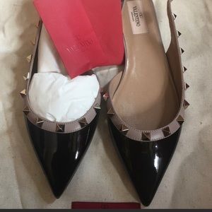Valentino rockstud patent leather flats